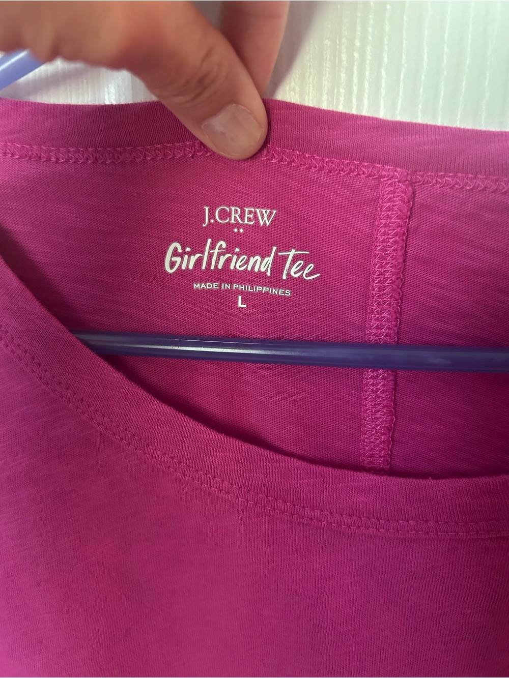 J. Crew Pink/Magenta Short Sleeve Casual Girlfriend Tee Shirt Size Large - Picture 8 of 8